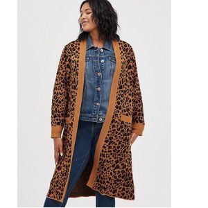 Torrid Size 2X 18-20 Duster - Acrylic Cotton - Leopard Print